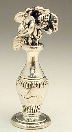Sterling Silver Vase with flowers -lines 