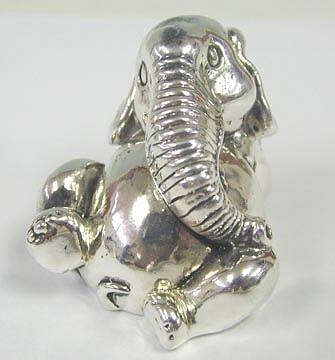 Sterling Silver Baby Elephant Laying Back Miniature