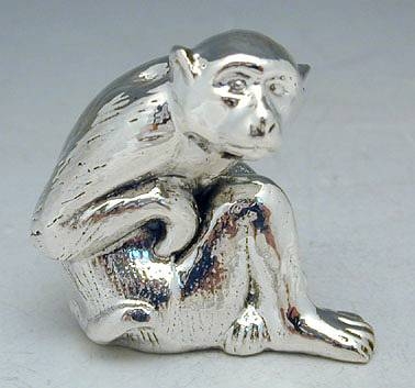Sterling Silver Sitting Monkey Miniature