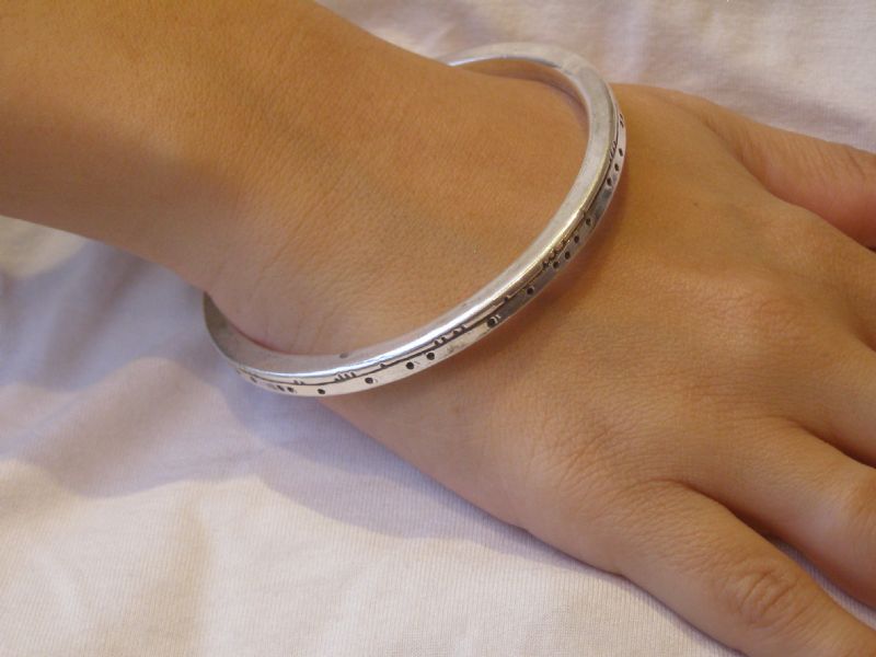Sterling Silver Narrow Dotted Bracelet 