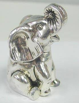 sterling silver baby elephant sitting down miniature