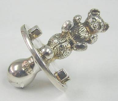 Sterling Silver Teddy Bear Baby Pacifier Charm