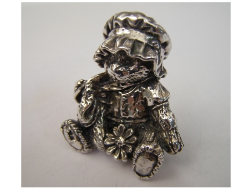 Sterling Silver Girl Teddy Bear Figurine