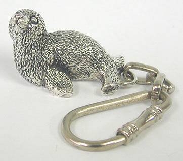  Sterling Silver  Seal Key Chain  
