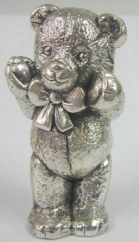 Sterling Silver Bow Tie Teddy Bear Figurine