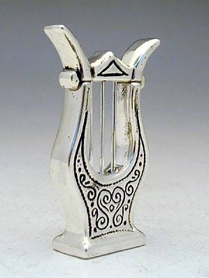 Sterling Silver Harp Miniature 