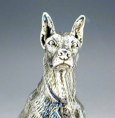 Sterling Silver Model Of A Doberman Dog