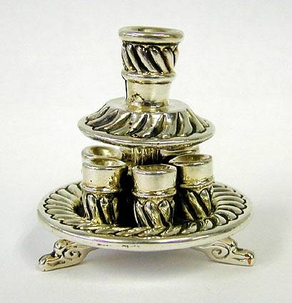Sterling Silver 6 cup wine fountain miniature, Judaica 