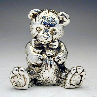 Silver Model Of A Sitting Teddy Bear