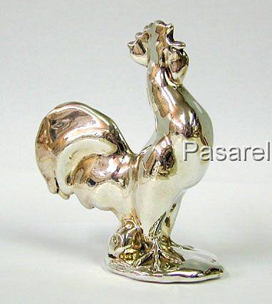 Silver Erect Rooster Miniature 