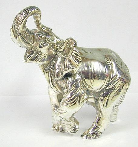 Sterling Silver Model Of A Ramping Elephant 