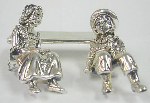 Strerling Silver Young Lovers On Bench Large Miniatures 