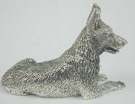 Silver German Shepherd Dog Figurine