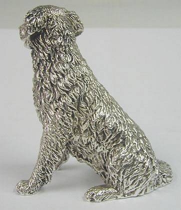 Sterling silver Labrador or Golden Retriever Dog figurine 