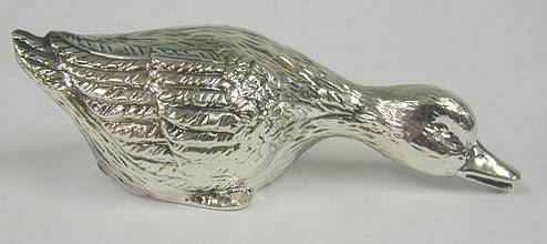 Sterling Silver Pecking Goose Figurine
