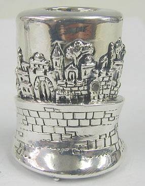 Sterling Silver Scroll Jerusalem Candlesticks 