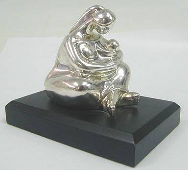 Sterling Silver mother with baby statuette