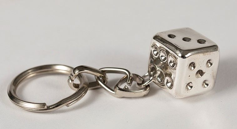 Great Artisan Sterling Silver Dice Key Chain
