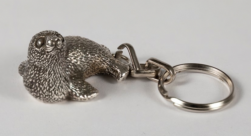 925 Sterling Silver Electroforming HandMade Penguin Key Ring Key Holder Chain